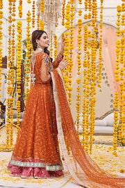 Premium Pakistani Mehndi Dress in Angrakha and Lehenga Style