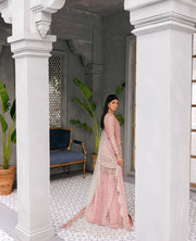 Latest Pakistani Tea Pink Kameez Sharara For Wedding Dress