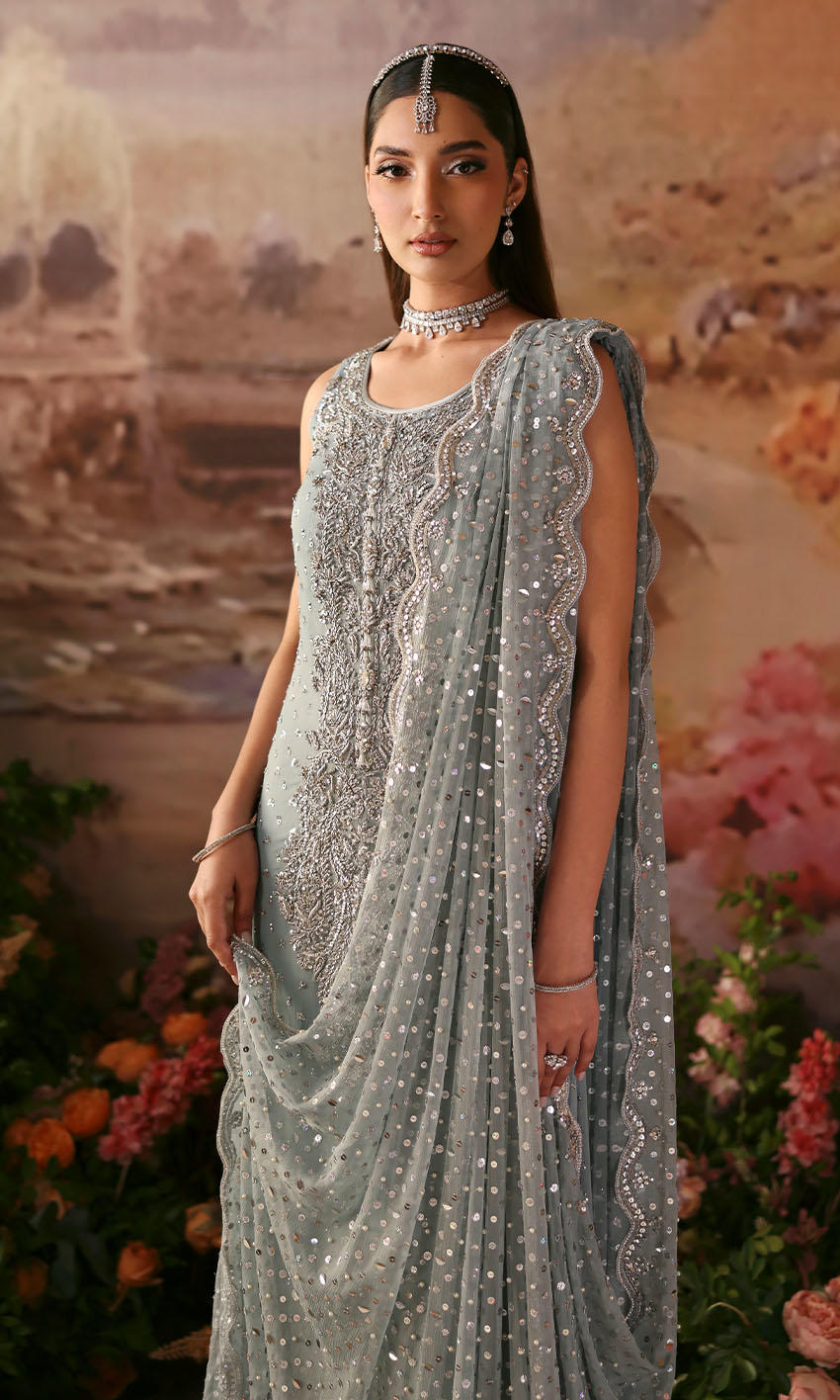 Premium Pakistani Wedding Dress in Blue Kameez and Pants Style