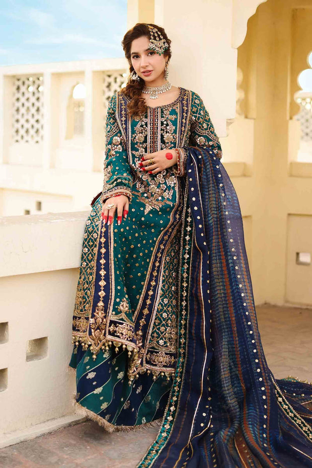 Premium Pakistani Wedding Dress in Coral Green Color Nameera by Farooq Premium Pakistani Wedding Dress in Coral Green Color Nameera by Farooq