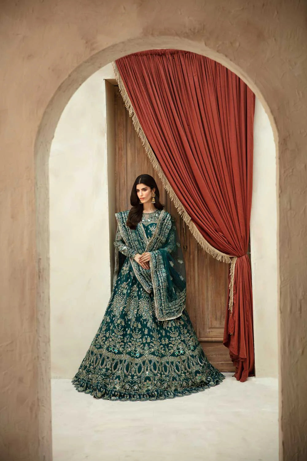 Premium Pakistani Wedding Dress in Green Color