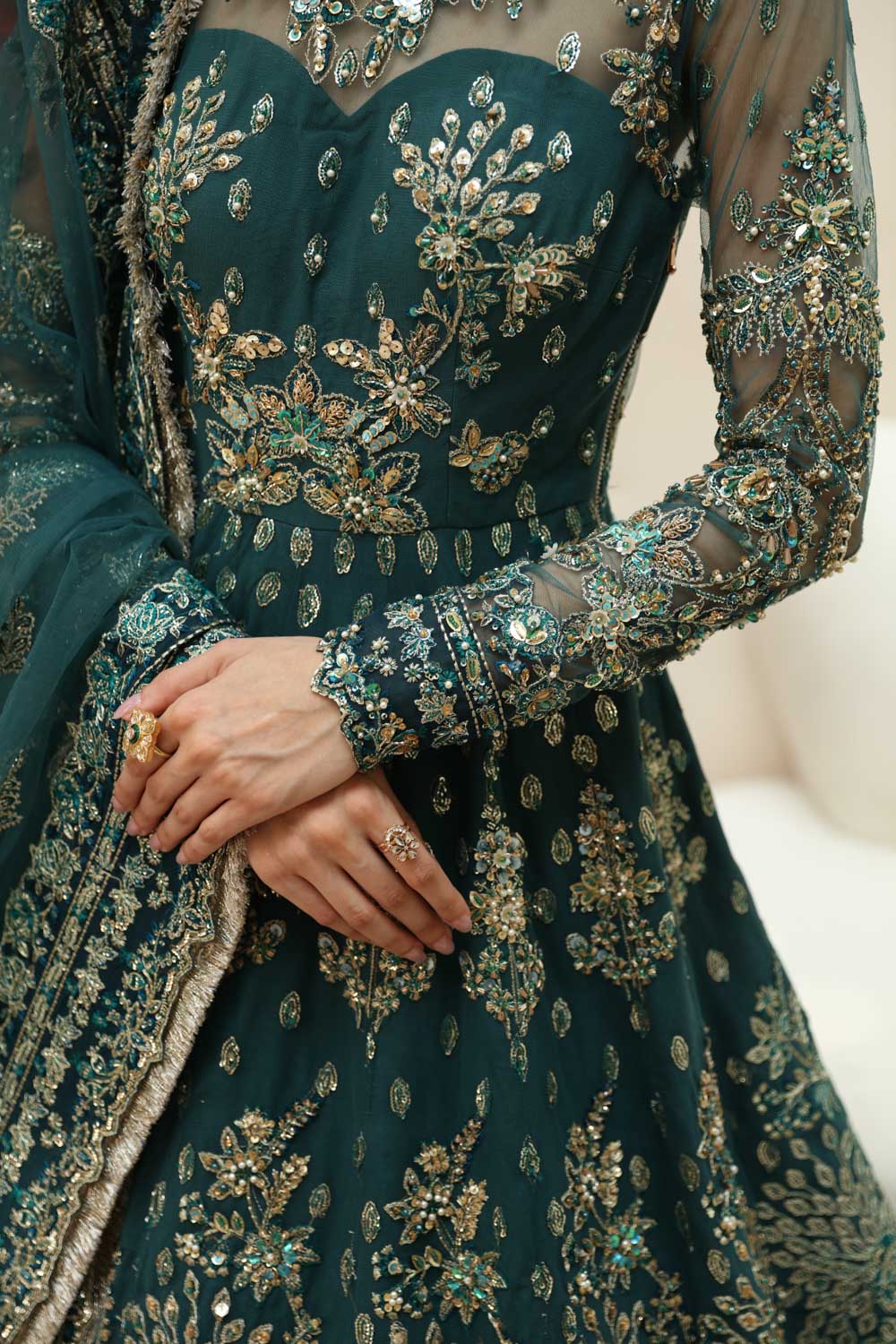 Premium Pakistani Wedding Dress in Green Color