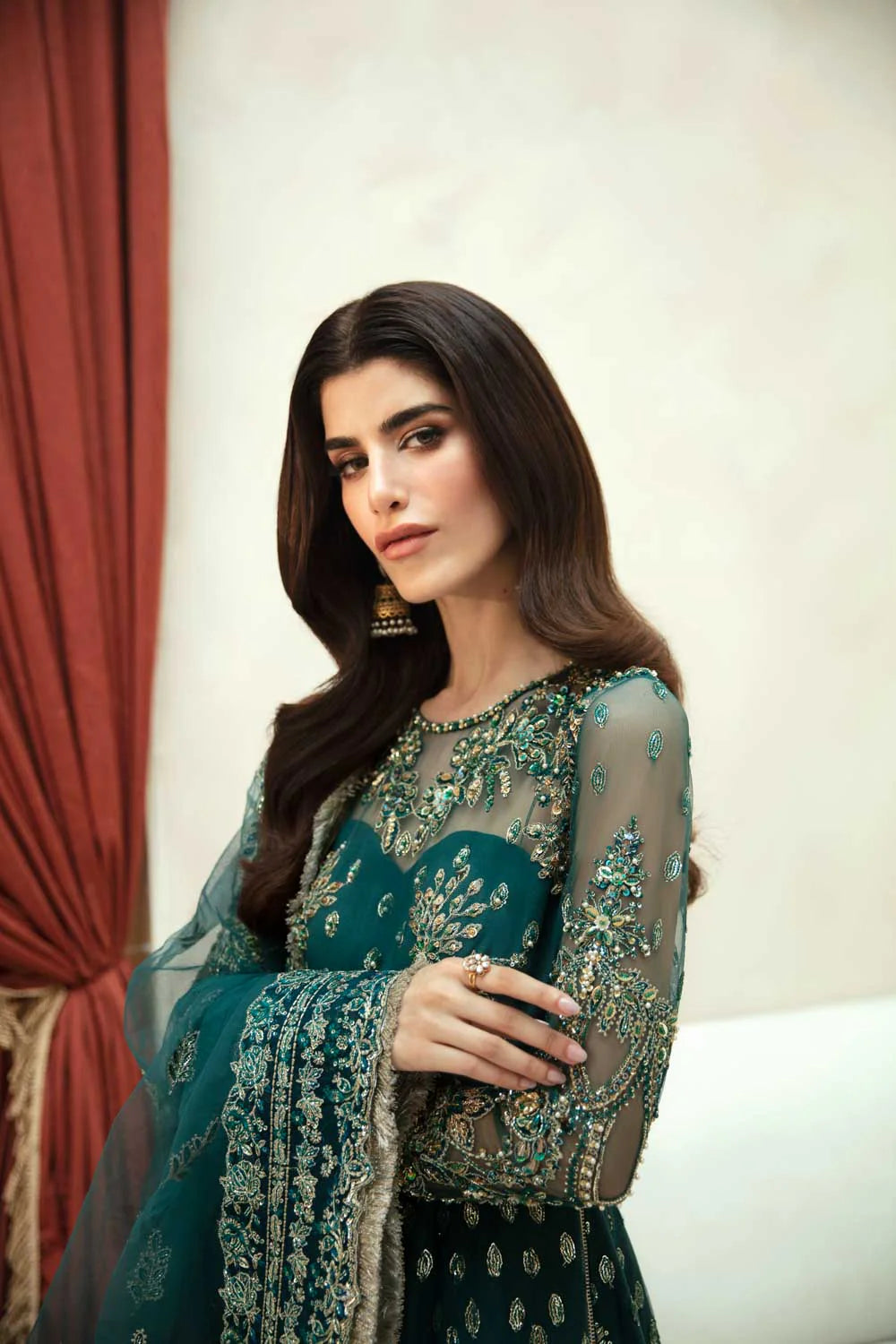 Premium Pakistani Wedding Dress in Green Color