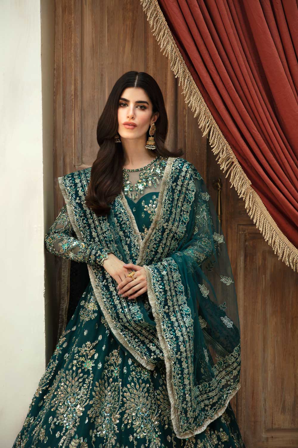 Premium Pakistani Wedding Dress in Green Color