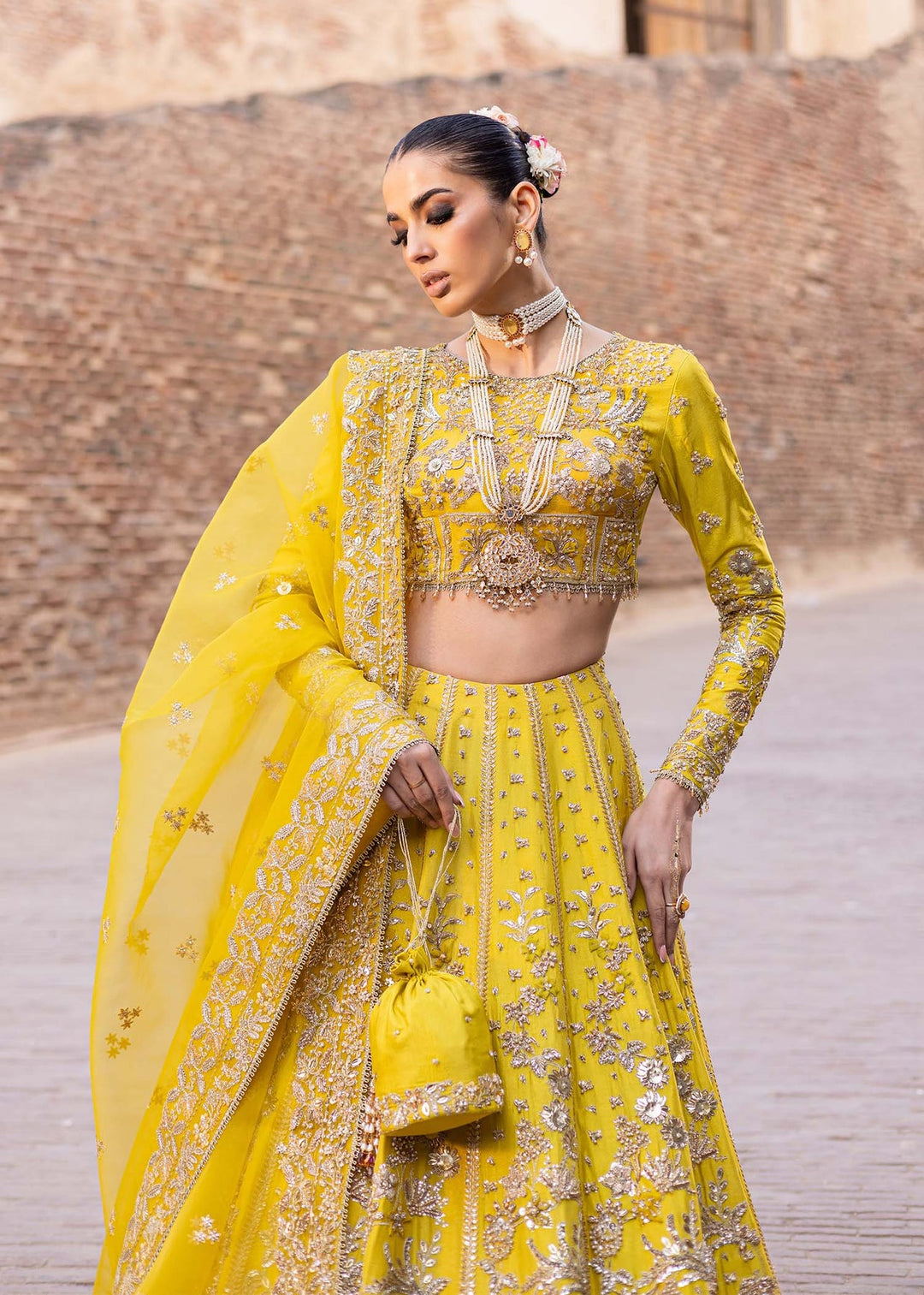 Premium Pakistani Wedding Dress in Lehenga Style for Mehndi