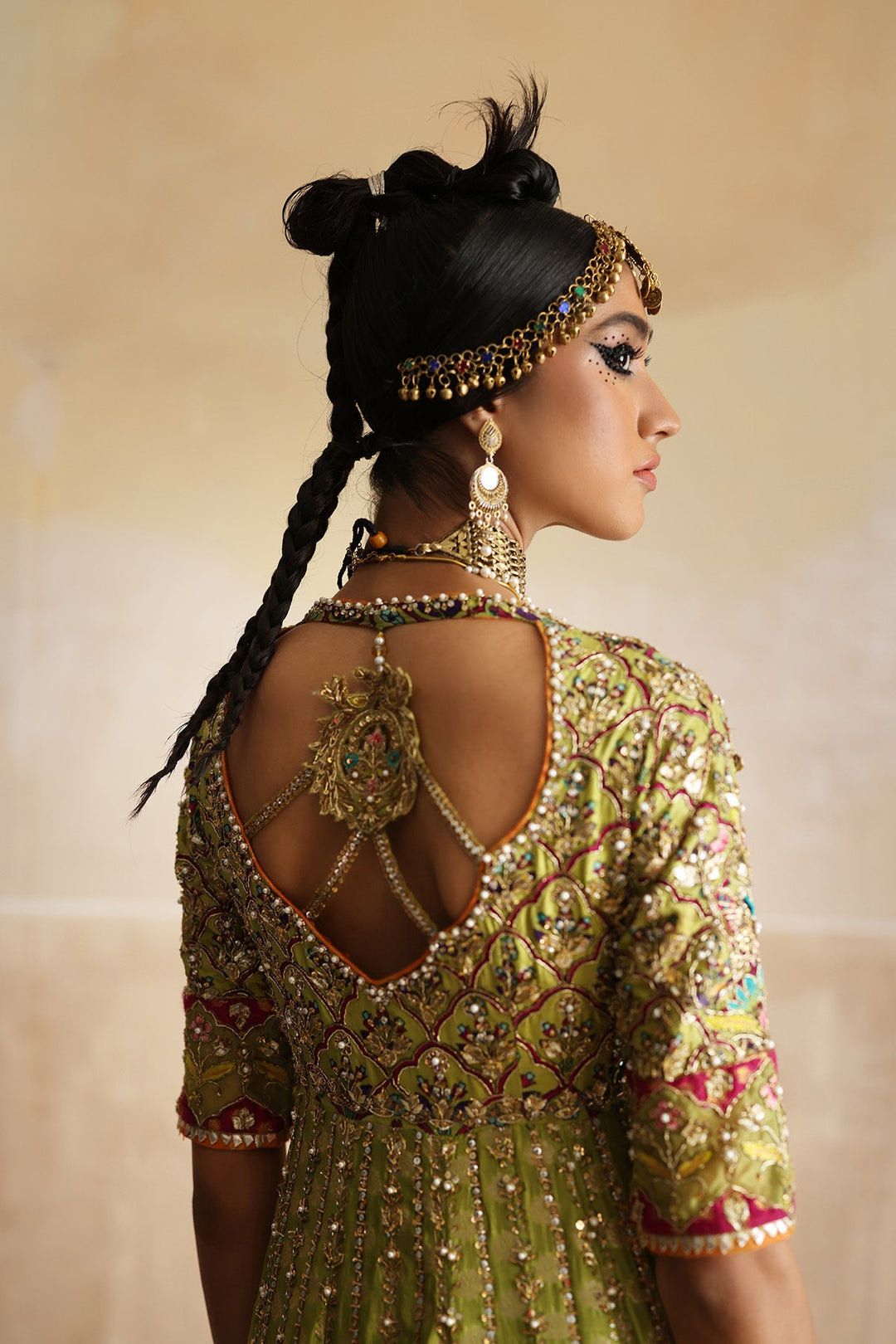 Premium Pakistani Wedding Dress in Lime Green Pishwas Style