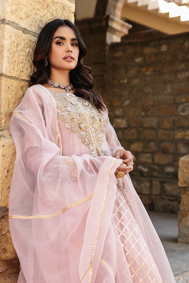 Pakistani Wedding Dress in Open Frock and Lehenga Style – Nameera by Farooq