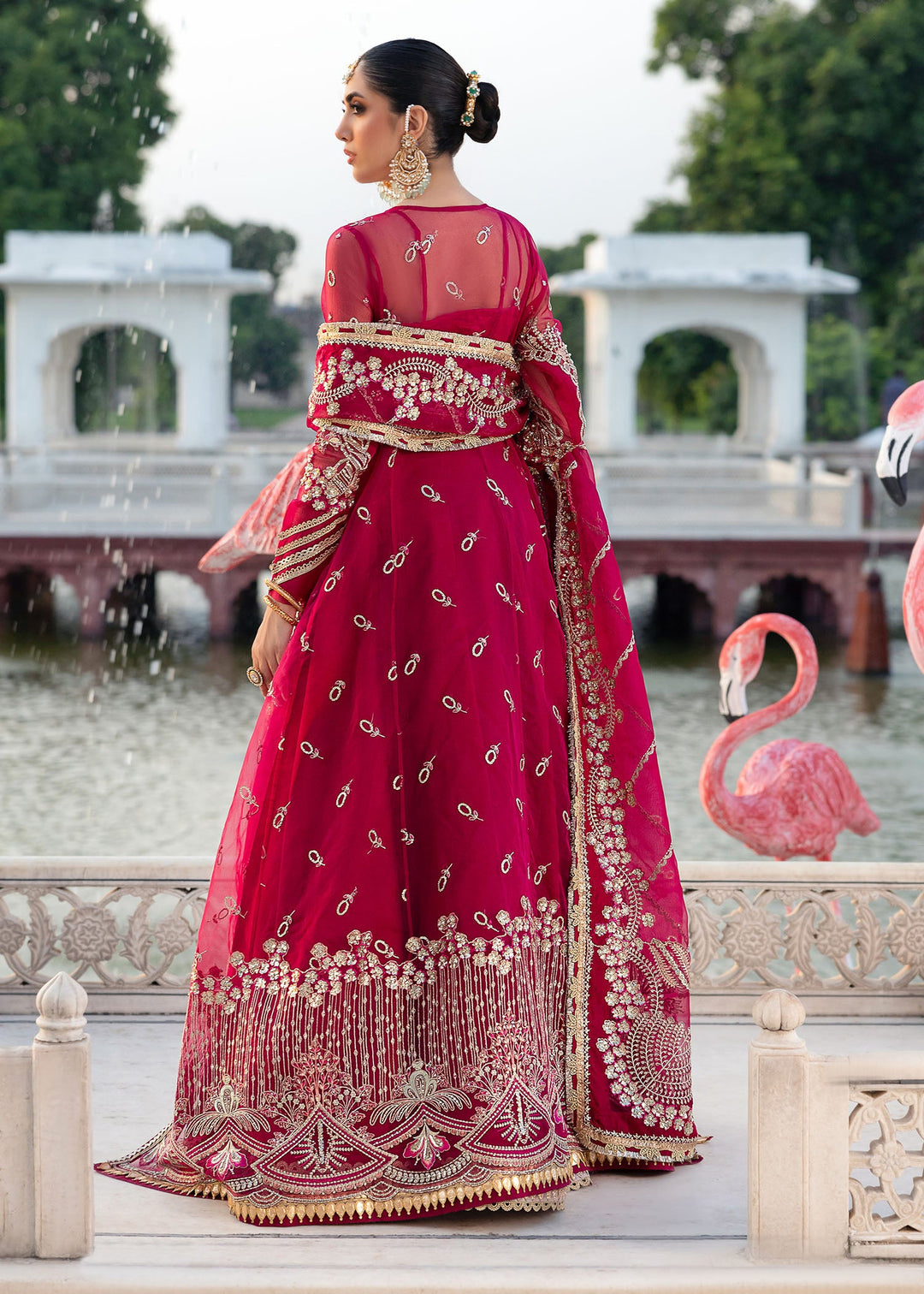 Premium Pakistani Wedding Dress in Open Gown Lehenga Style