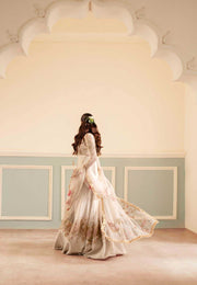 Premium Pakistani Wedding Dress in White Net Pishwas Style