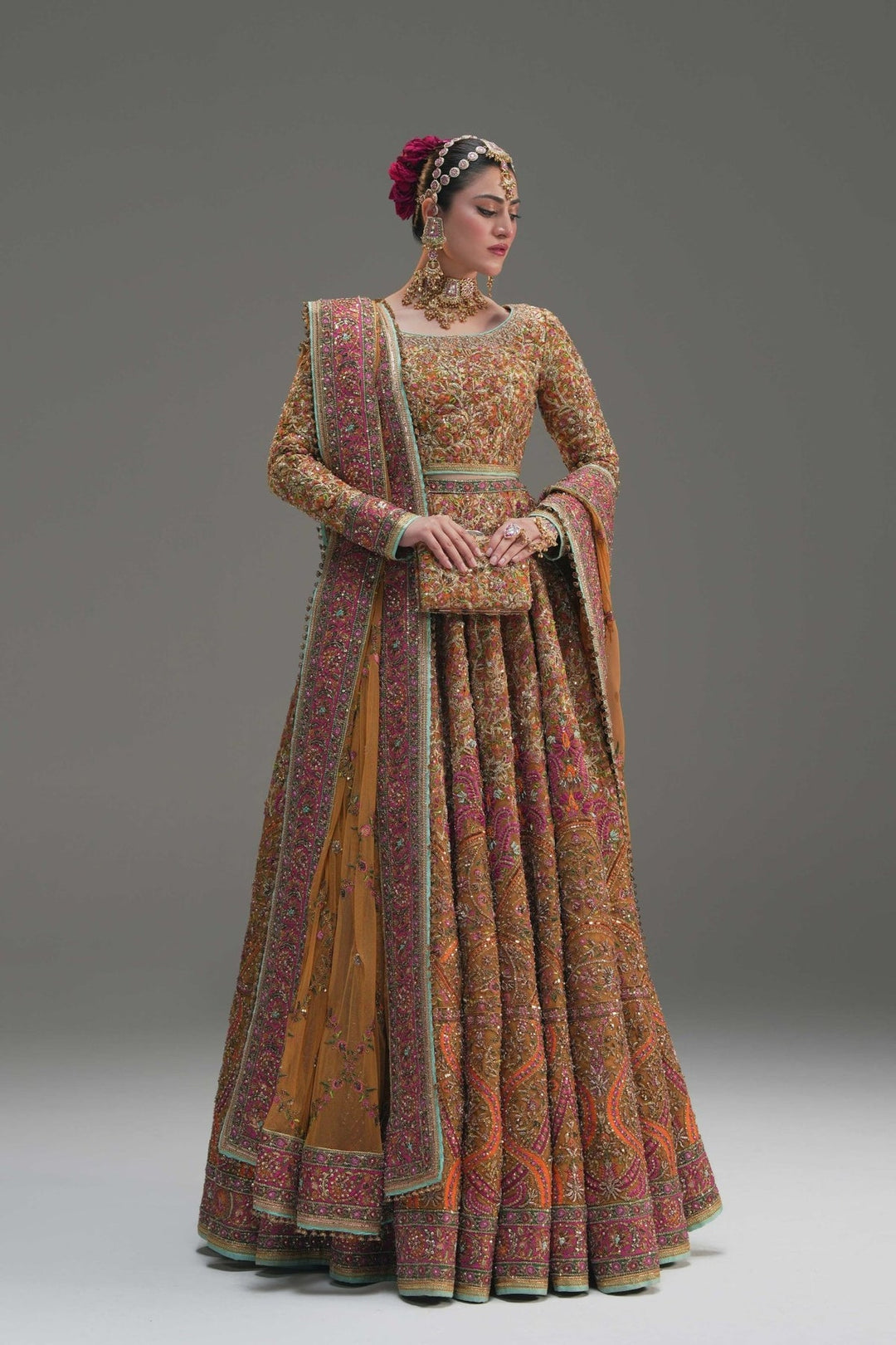 Premium Pakistani Wedding Dress in Yellow Lehenga Choli Style
