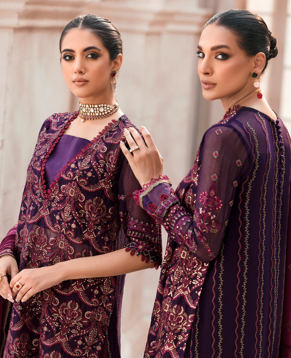 Purple Embroidered Pakistani Salwar Kameez Party Dress Nameera by Farooq — free download