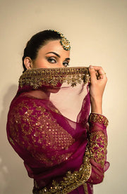 Premium Purple Pakistani Bridal Dress in Sharara Kameez Style