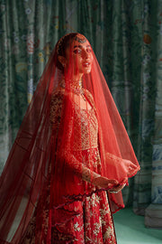 Premium Red Bridal Dress Pakistani in Angrakha Lehenga Style