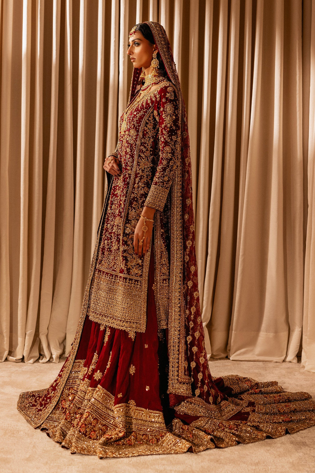 Stunning Red Pakistani Bridal Lehenga and Kameez
