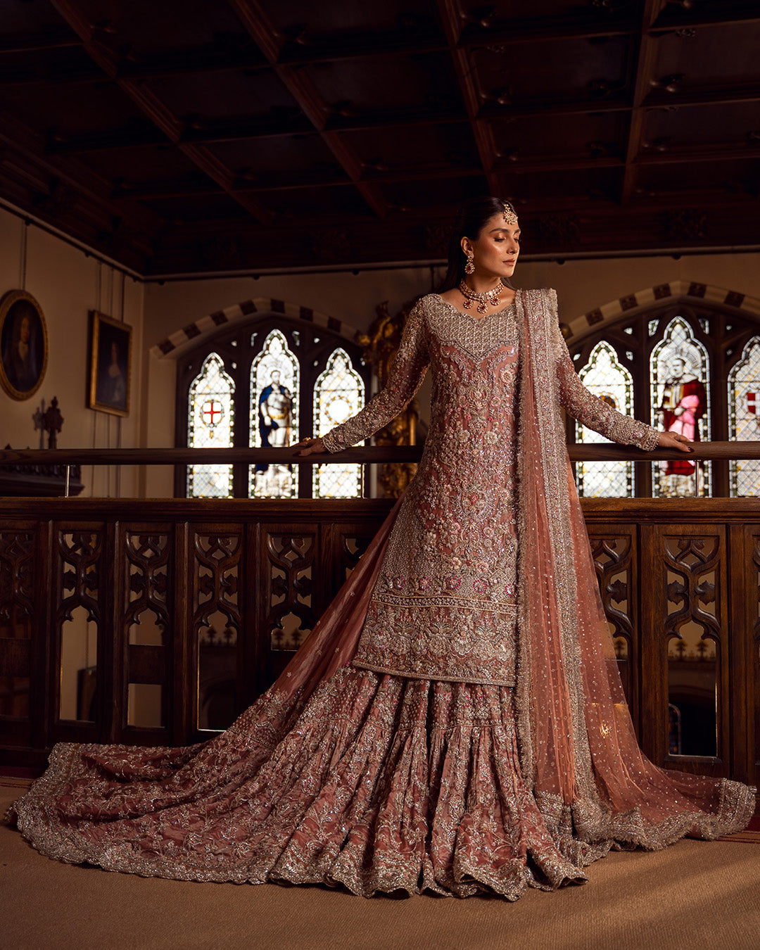 Exquisite Tea Pink Bridal Gharara - Pakistani Bridal Dress