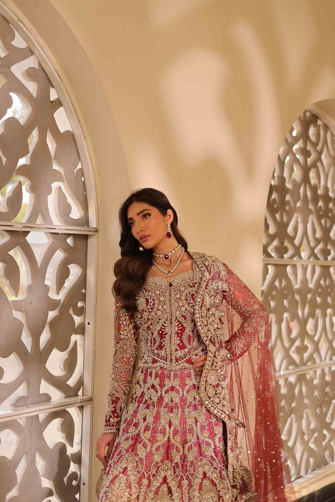 Premium Maroon Pakistani Bridal Choli Dupatta Lehenga Dress