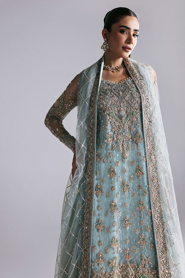 Premium Pakistani Bridal Dress in Blue Lehenga Dupatta Style