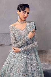 Premium Pakistani Bridal Dress in Blue Pishwas Lehenga Style