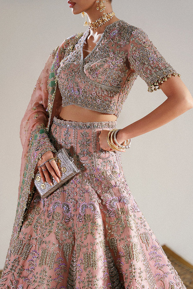 Premium Pakistani Bridal Dress in Choli and Pink Lehenga Style