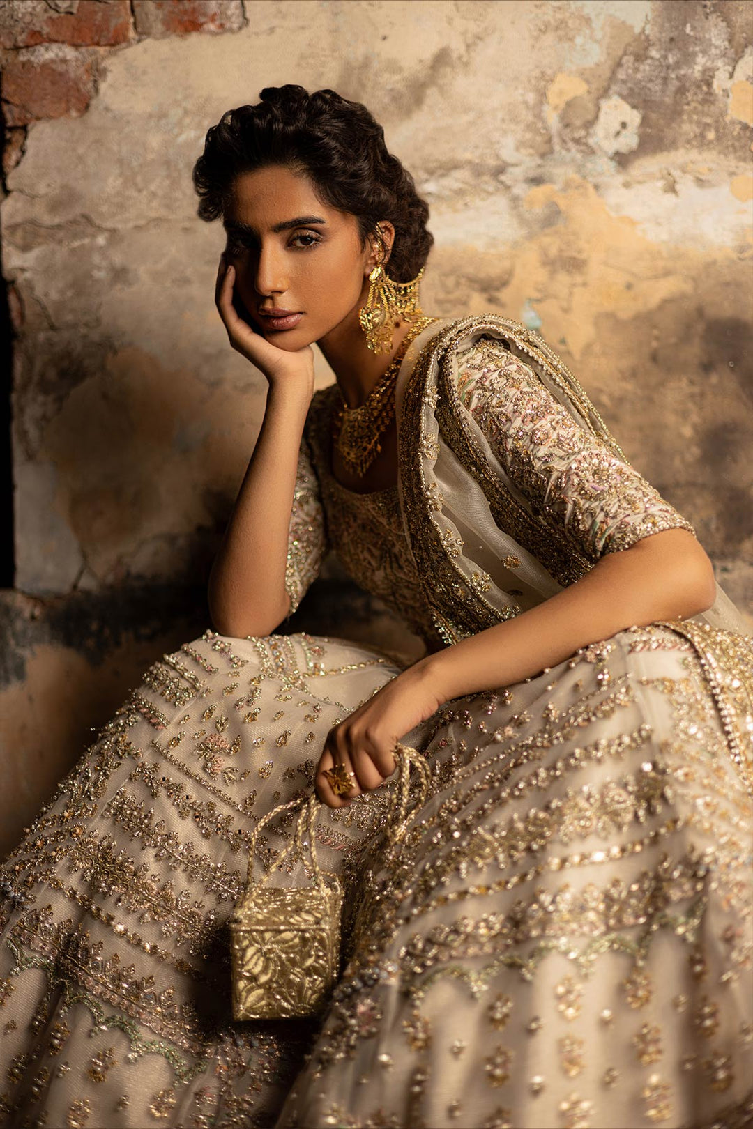 Premium Pakistani Bridal Dress in Double-Layered Lehenga Style