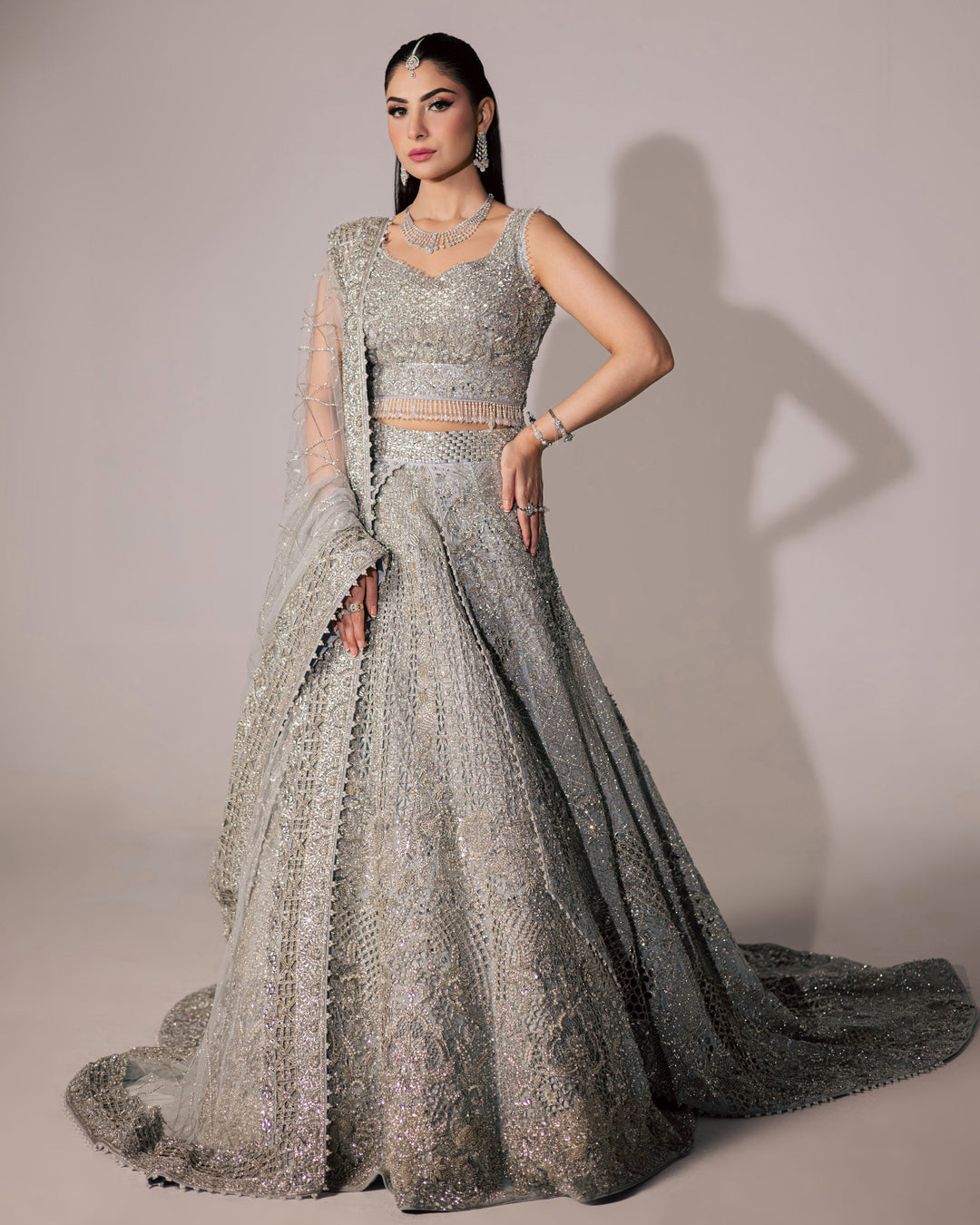 Premium Pakistani Bridal Dress in Elegant Choli Lehenga Style
