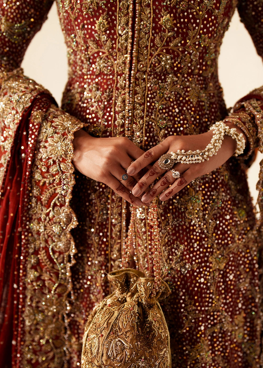 Premium Pakistani Bridal Dress in Open Kameez Lehenga Style