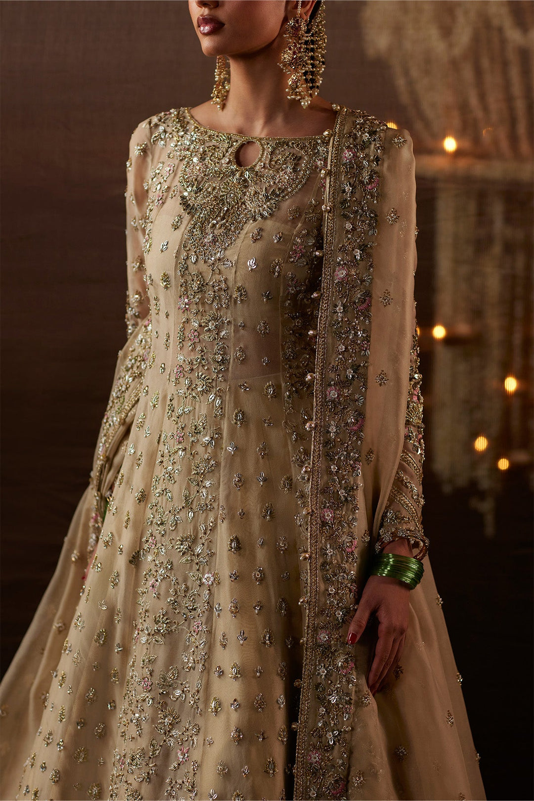 Premium Pakistani Bridal Dress in Pishwas Frock Lehenga Style