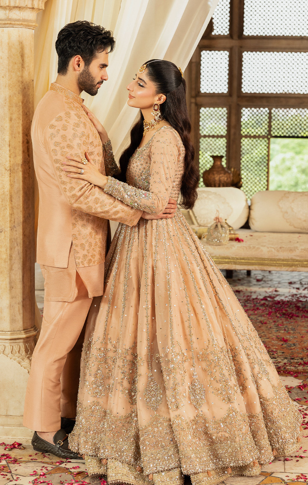 Premium Pakistani Bridal Dress in Pishwas Lehenga Dupatta Style
