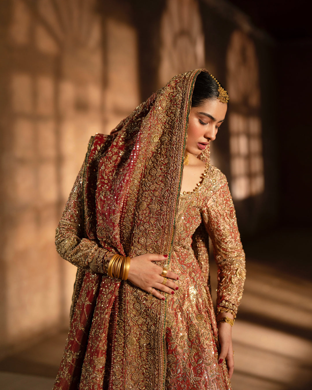 Premium Pakistani Bridal Dress in Pishwas and Lehenga Style
