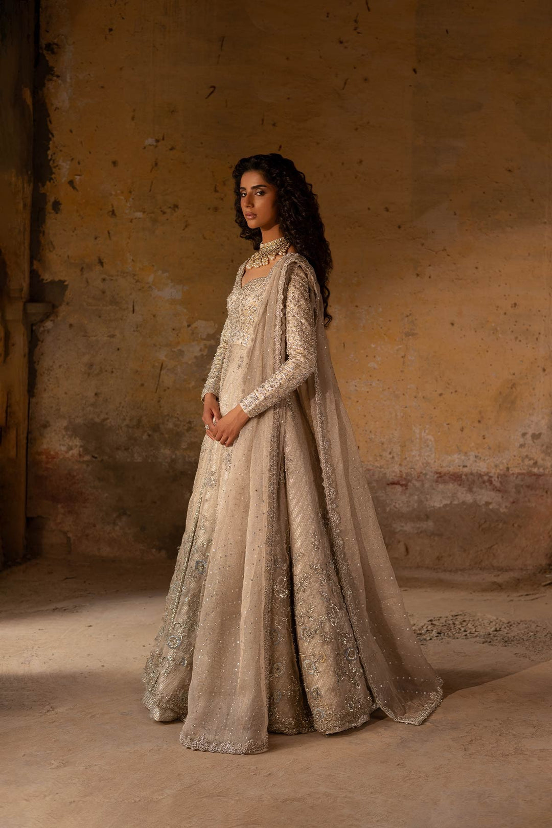 Premium Pakistani Bridal Dress in Pishwas and Lehenga Style