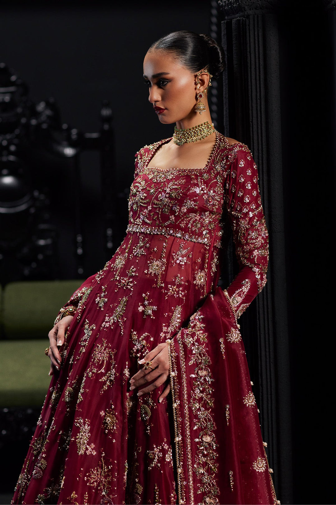 Premium Pakistani Bridal Dress in Pishwas and Lehenga Style