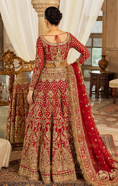 Premium Pakistani Bridal Dress in Red Lehenga and Choli Style
