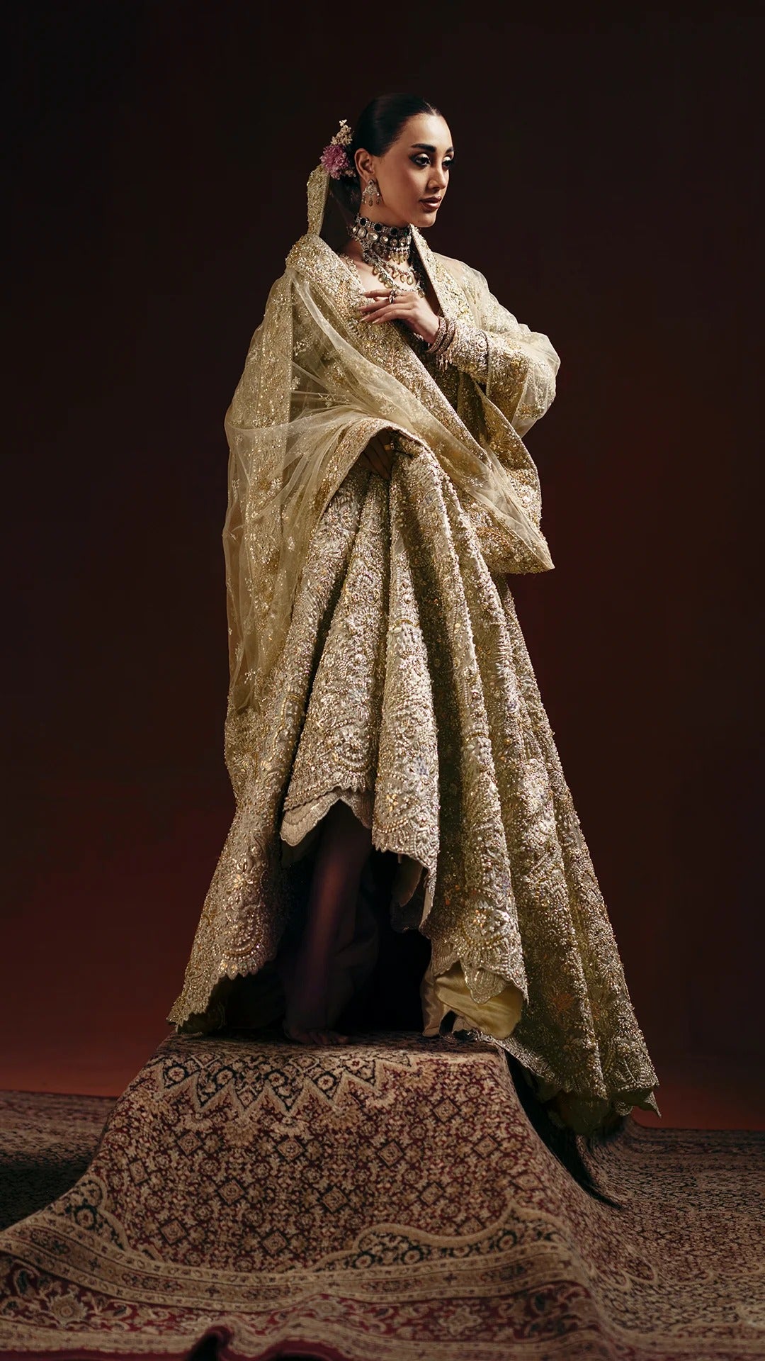 Premium Pakistani Bridal Dress in Wedding Gown Dupatta Style