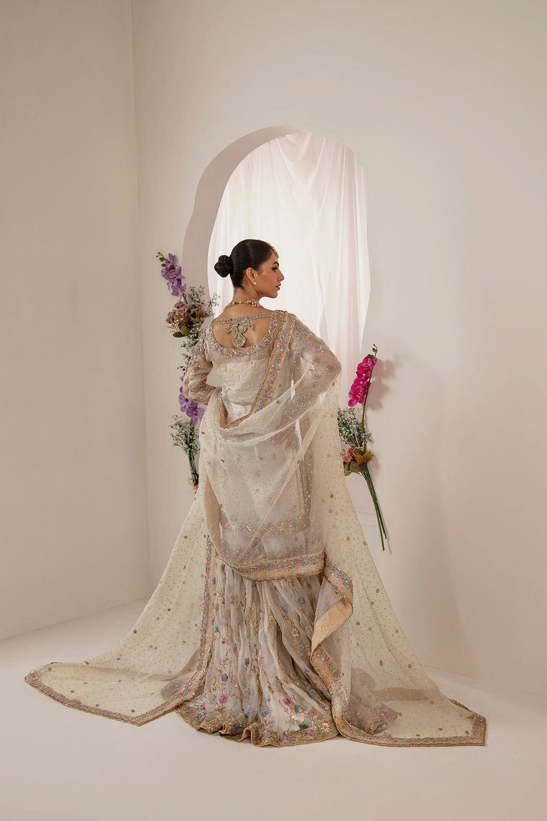 Premium Pakistani Bridal Nikkah Dress in Gharara Shirt Style