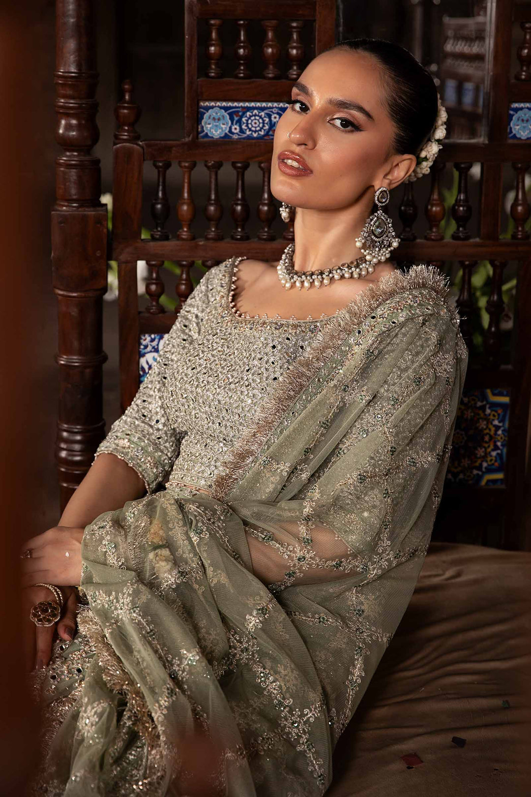 Premium Pakistani Bridal Outfit in Choli and Lehenga Style