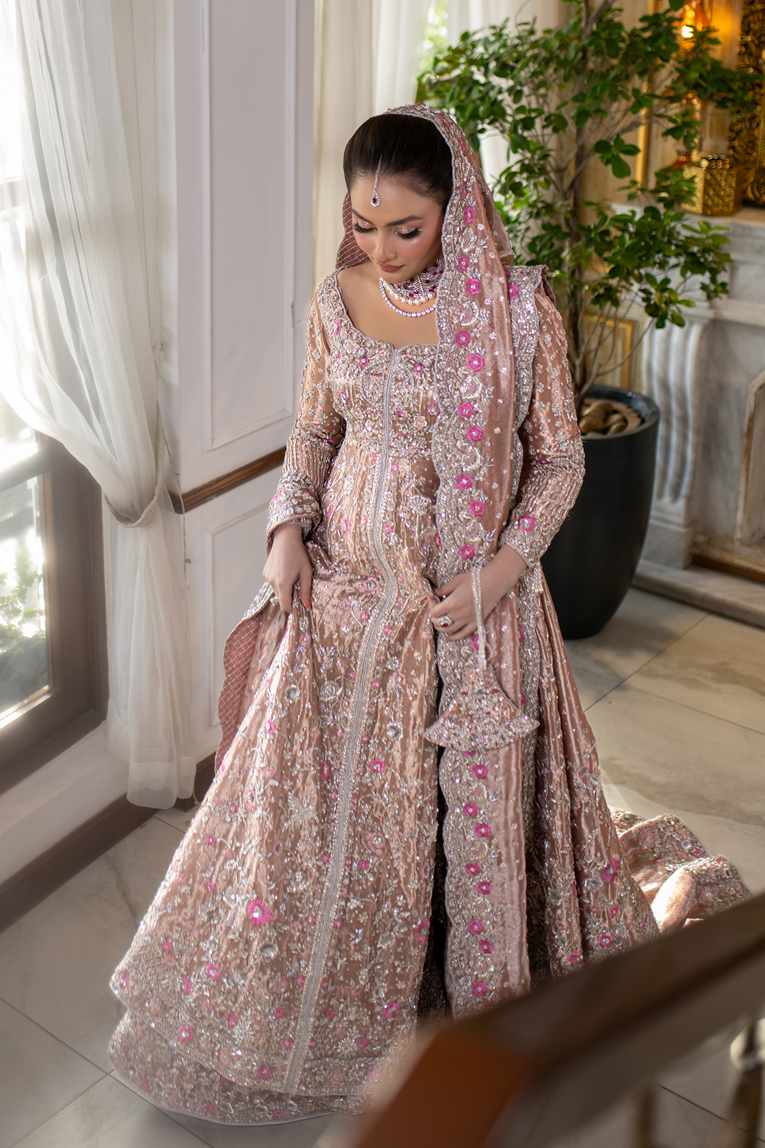 Premium Pakistani Bridal Outfit in Pishwas and Lehenga Style