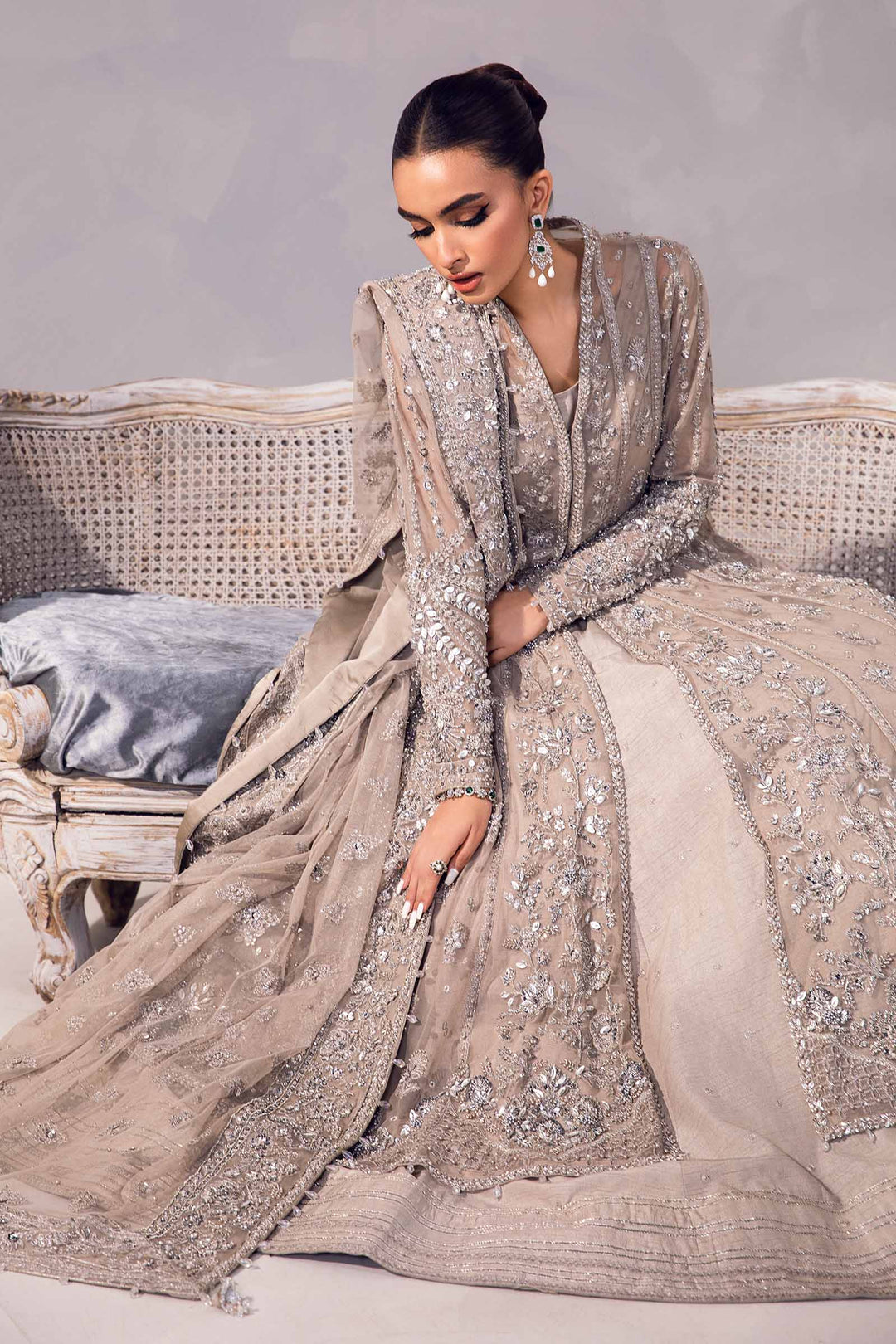 Premium Pakistani Bridal Wear in Open Frock and Lehenga Style