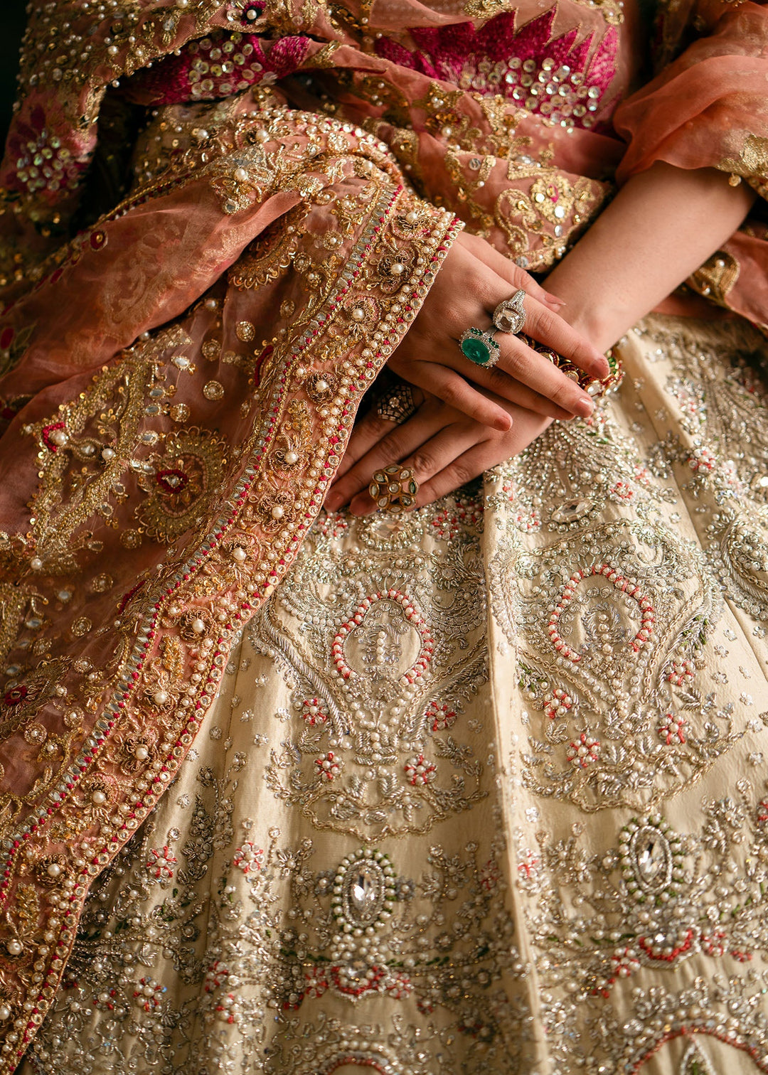 Elegant Pakistani Bridal Pishwas with Dupatta