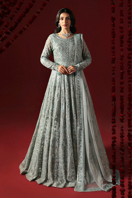 Premium Pakistani Wedding Dress in Blue Pishwas Frock Style