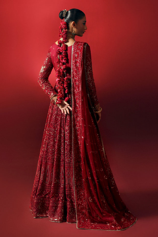 Premium Pakistani Wedding Dress in Elegant Red Maxi Frock Style