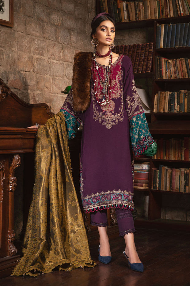 Purple Embellished Long Pakistani Salwar Kameez with Dupatta Suit