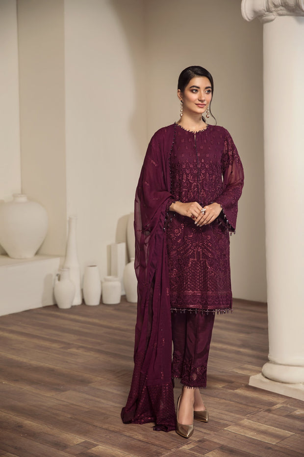 Purple Embroidered Pakistani Salwar Kameez Dupatta Salwar Suit