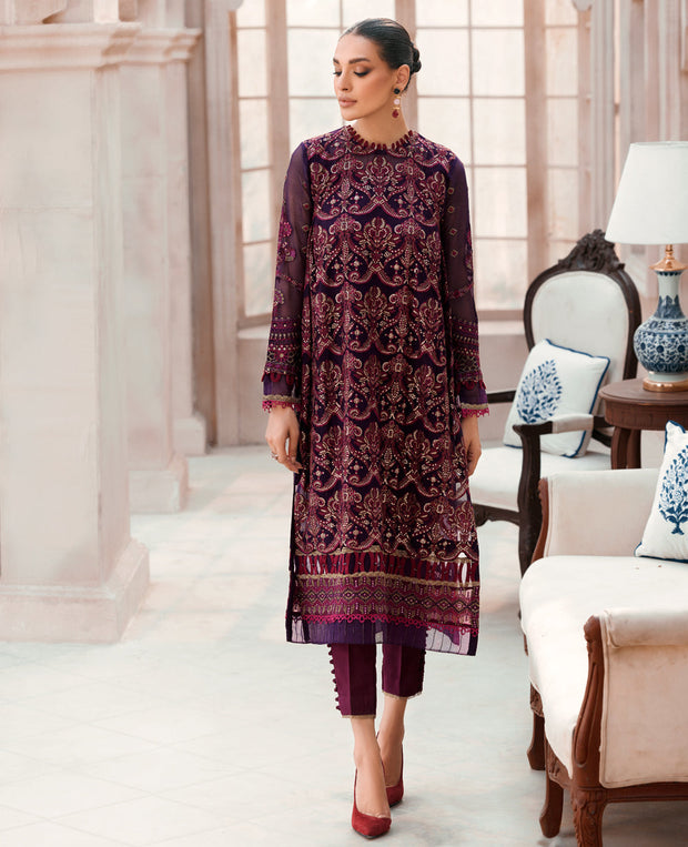 Purple Embroidered Pakistani Salwar Kameez Party Dress 2023