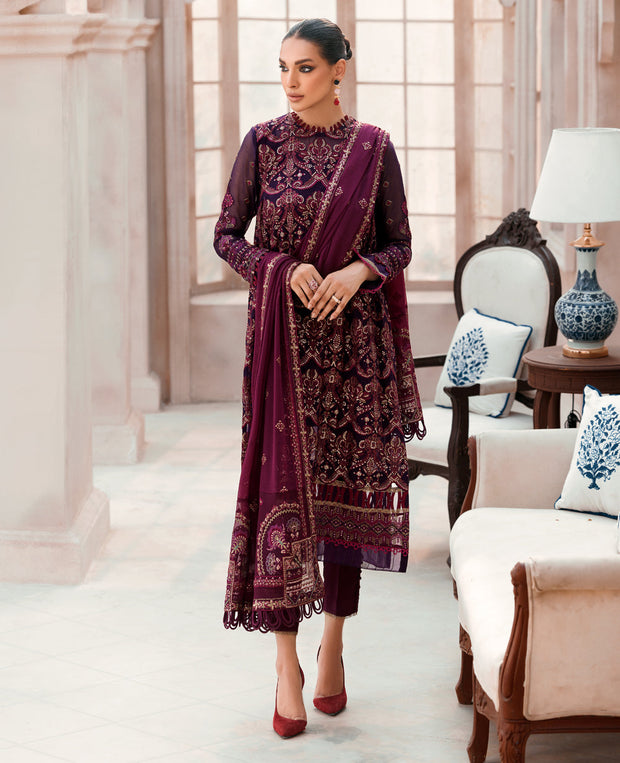 Purple Embroidered Pakistani Salwar Kameez Party Dress