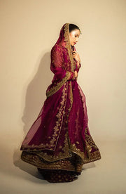 Purple Pakistani Bridal Dress in Sharara Kameez Style Online