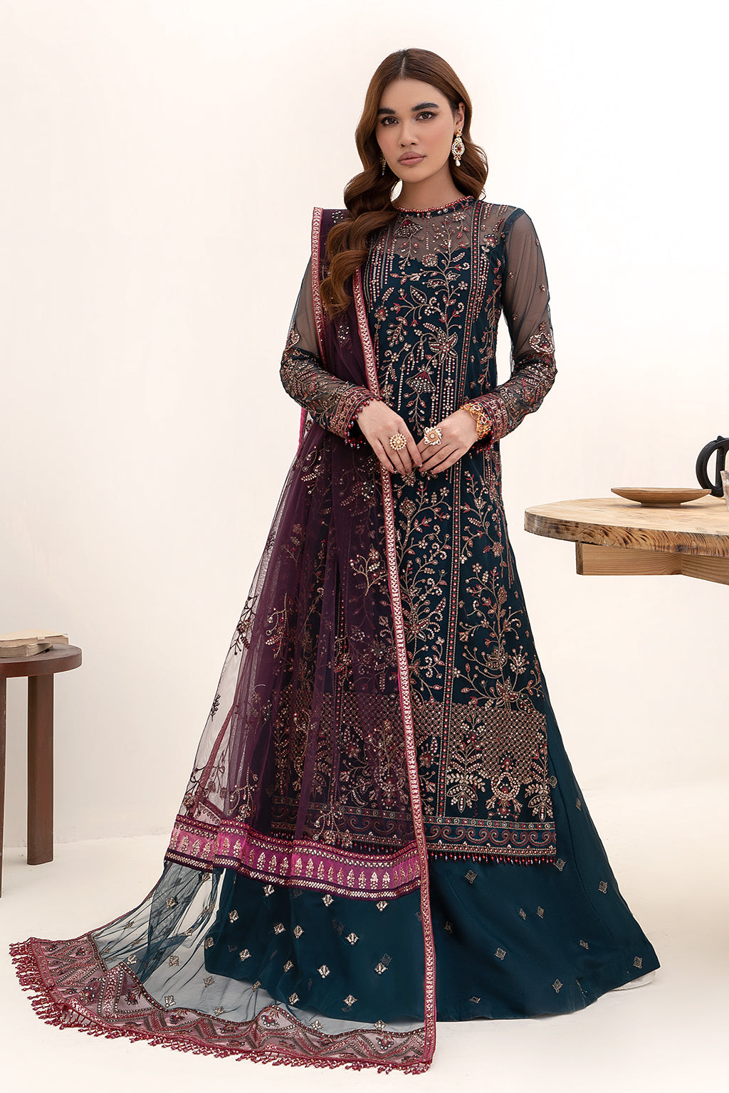 ZN 01 Glory - Elegant Dark Zinc Embroidered Dress