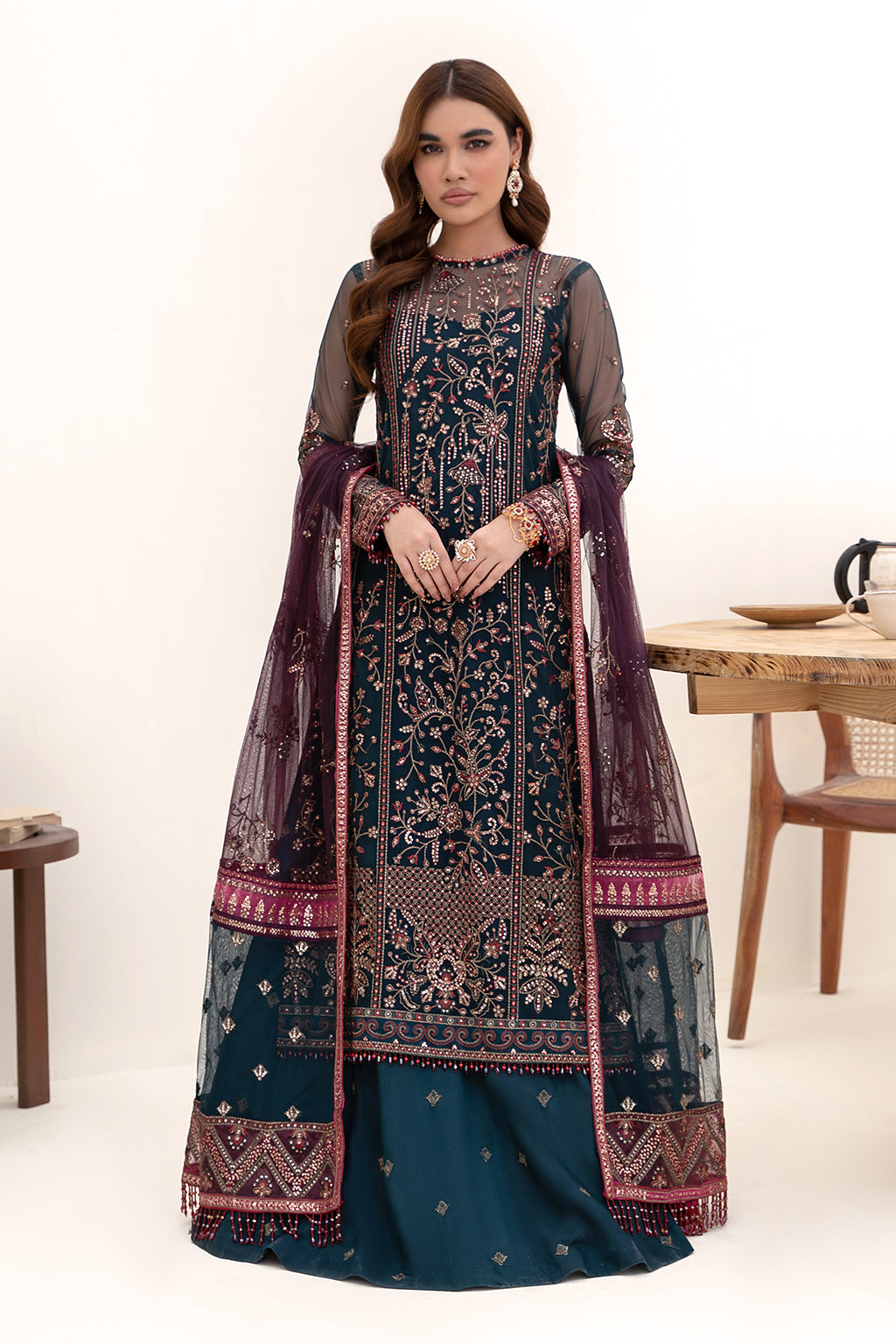 ZN 01 Glory - Elegant Dark Zinc Embroidered Dress