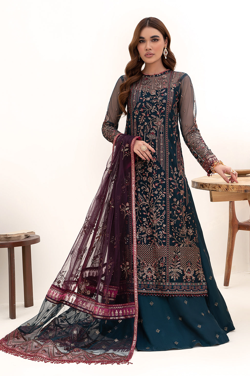 ZN 01 Glory - Elegant Dark Zinc Embroidered Dress