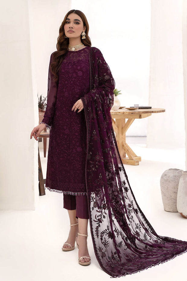 Elegant Multi-Shade Embroidered Chiffon Dress