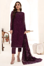 Elegant Multi-Shade Embroidered Chiffon Dress